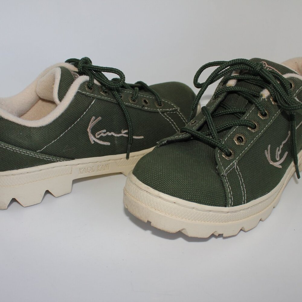 Vintage Karl Kani Men's Size 7 Olive Green Chunky Lace Up Canvas Shoes SN4722